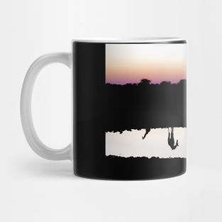 Reflection of South African Giraffes at Sunset Mug